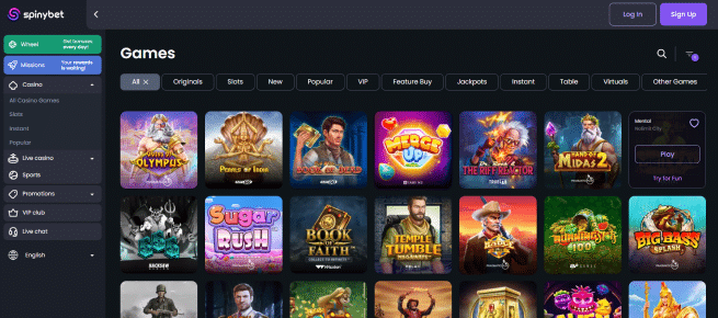 De meest uiteenlopende casino spellen kom je tegen bij SpinyBet